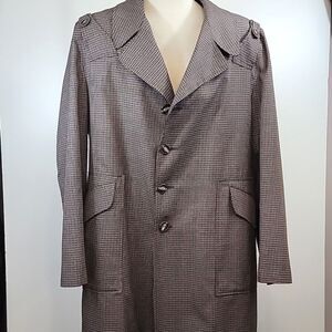 JCPENNEY Vintage Houndstooth Plaid Trench Lined Coat size 44